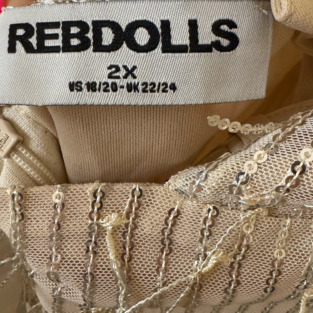 Rebdolls Champagne Sequin Fringe Maxi Dress - Picture 4 of 5